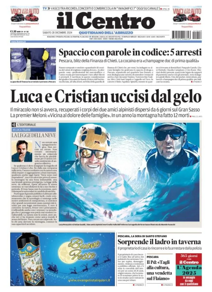 Prima-pagina-il centro-oggi-edizione-del-2024-12-28